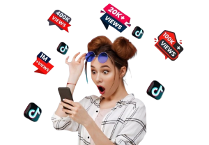 Pakistani TikTok user recording creative video with smartphone, using popular hashtags and trends to boost views, followers, and audience engagement on the platform.